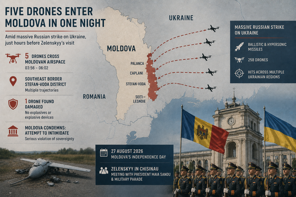 Five Drones Crossed Moldovan Airspace in One Night: Russia's Mass Strikes Are Increasingly Spilling Beyond Ukraine